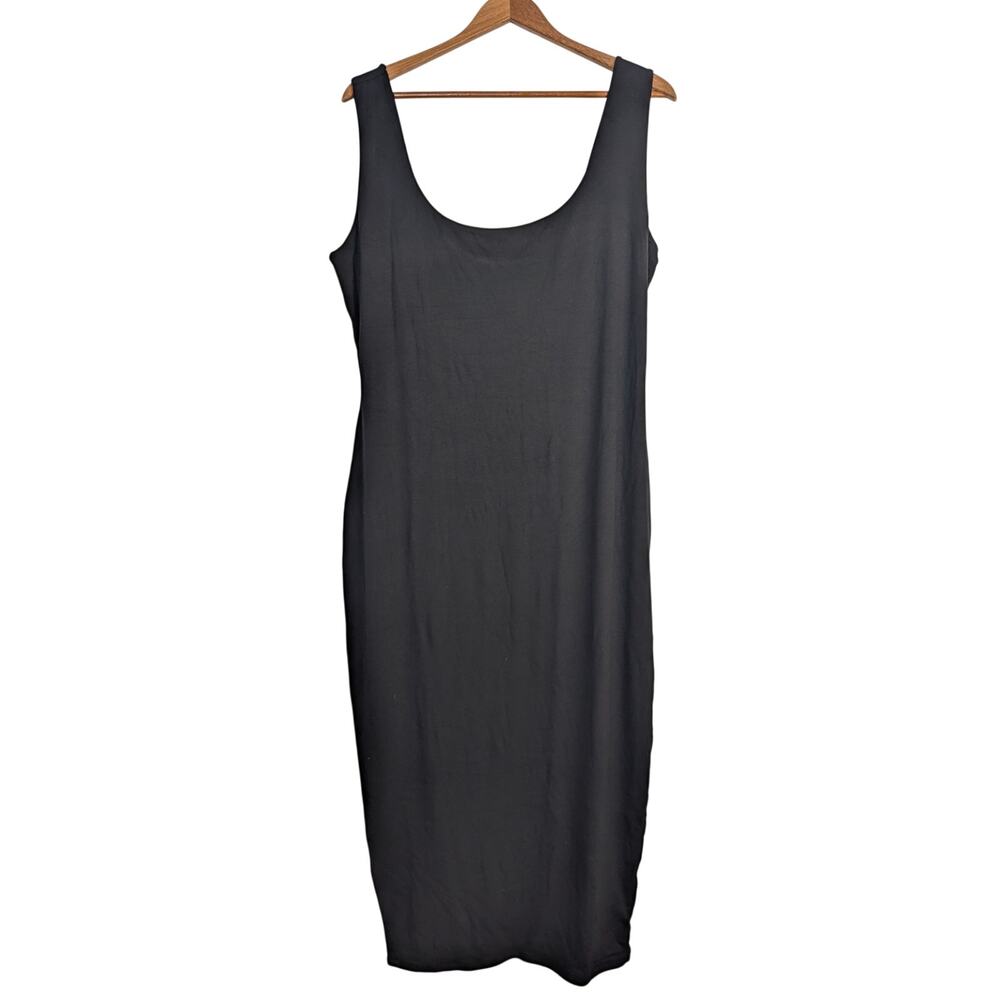 Naked Wardrobe Sculpt Tank Midi Dress Black Bodycon Soft Stretch Minimal Size 3X